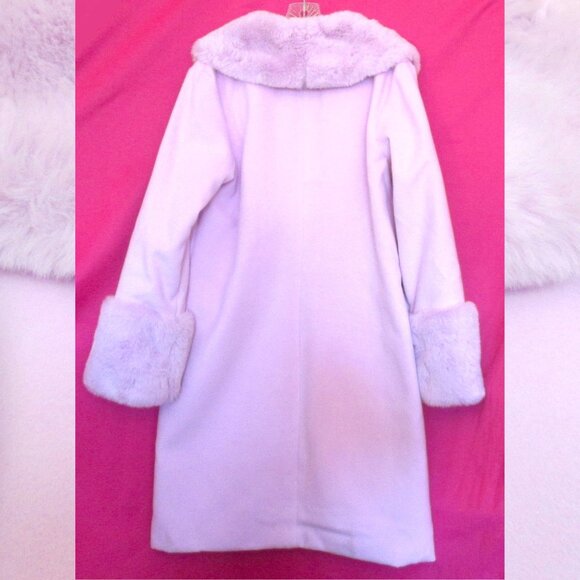 NWT NEW retro mod purple fur collar cuffs coat size medium - Picture 6 of 7